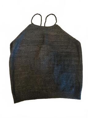 Wild Fable Black Knit Halter Top with Back Tie Detail